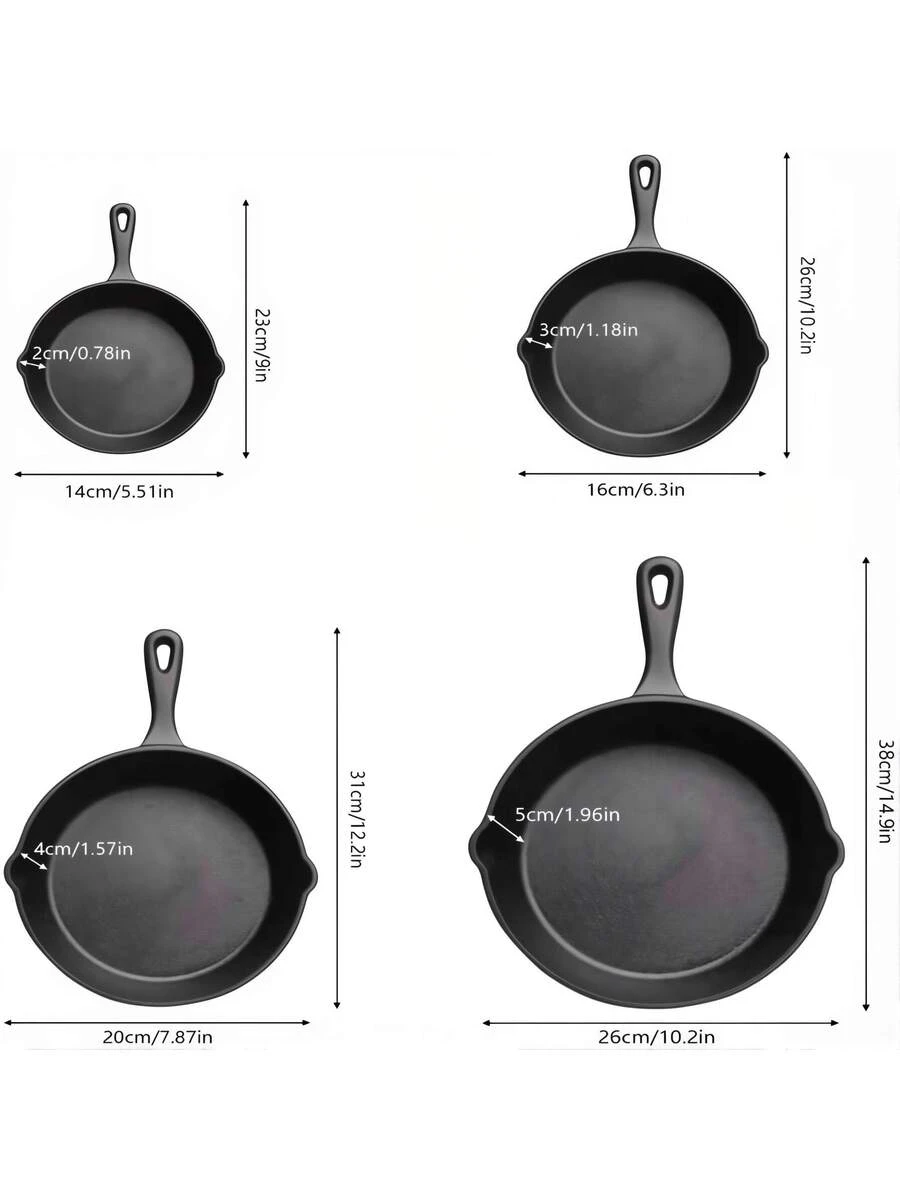 4-Piece Cast Iron Non-Stick Frying Pan Set - Multifunctional Durable Cookware for All Stovetops/Oven/Grill (Holiday Gift Idea) - Image 6
