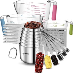 Measuring Cups and Spoons Set of 20 - Stackable Stainless Steel Measuring Cups