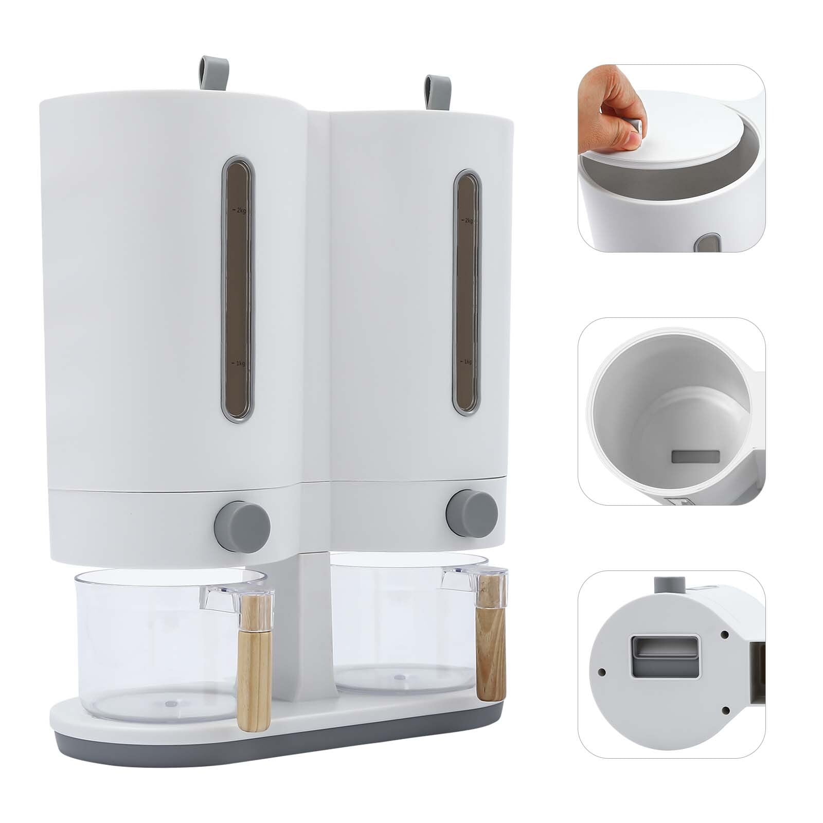 12*5.9*14.17 Free-standing Simple Modern Round Dual with Two Measuring Cups Rice Dispenser - Image 3