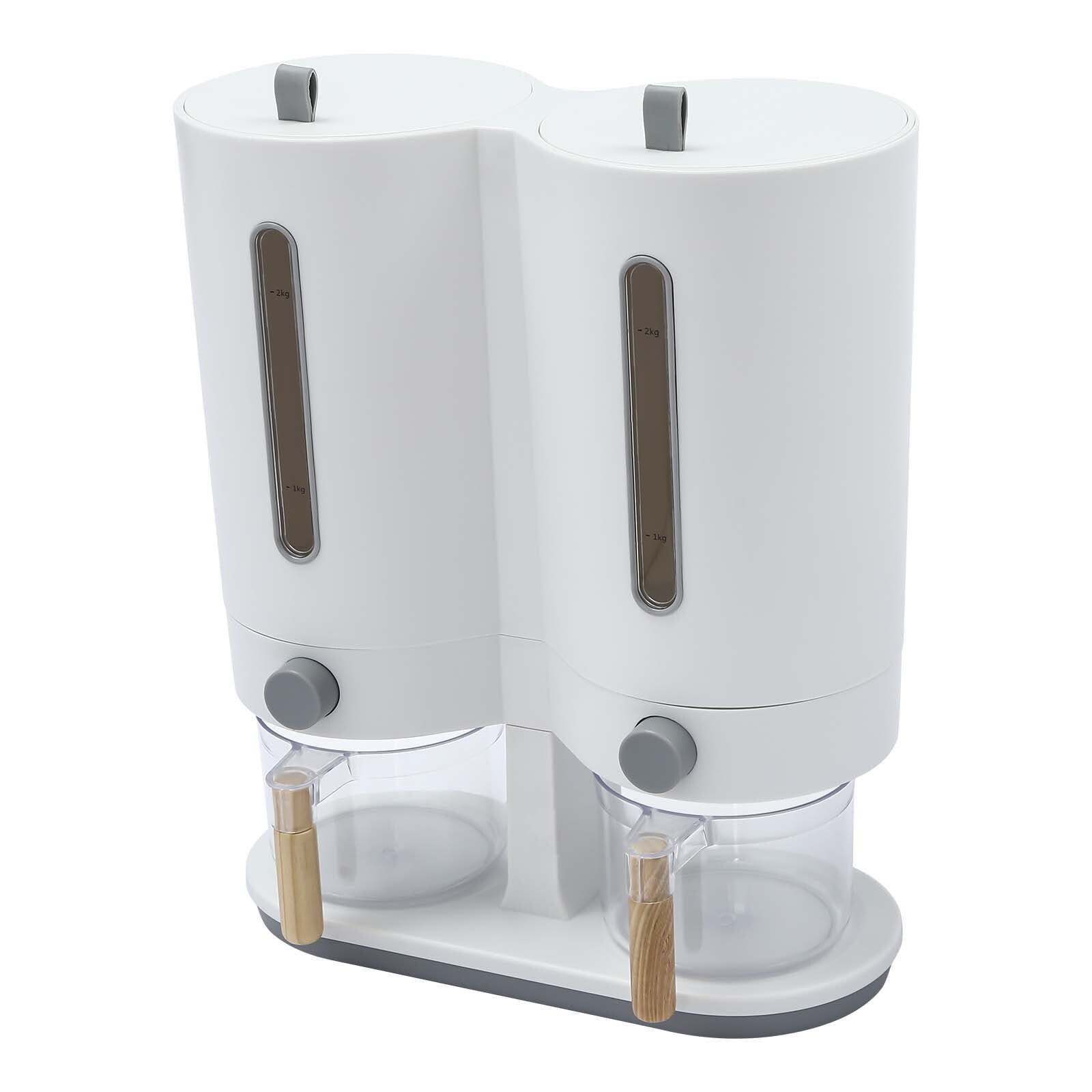 12*5.9*14.17 Free-standing Simple Modern Round Dual with Two Measuring Cups Rice Dispenser - Image 9