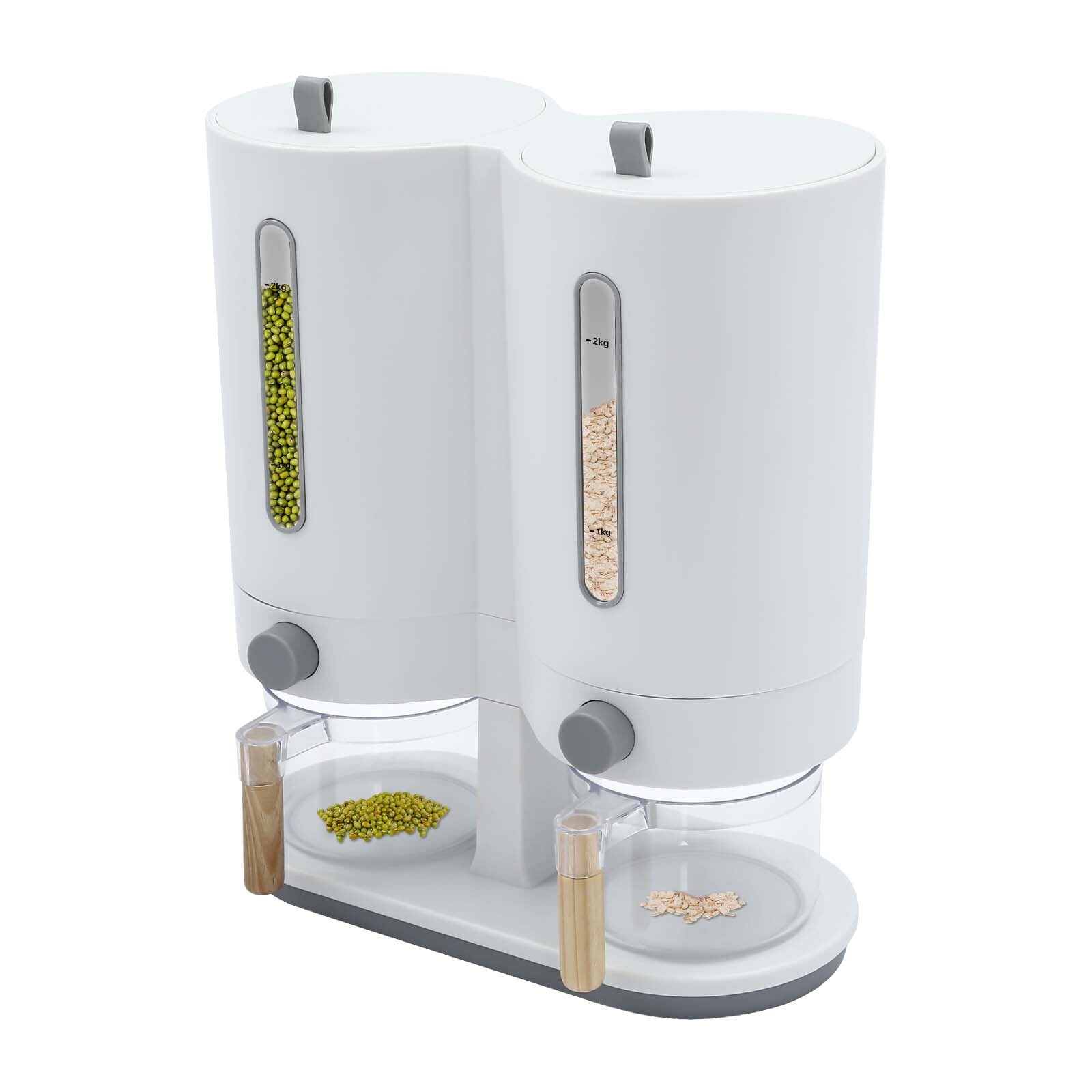 12*5.9*14.17 Free-standing Simple Modern Round Dual with Two Measuring Cups Rice Dispenser - Image 10