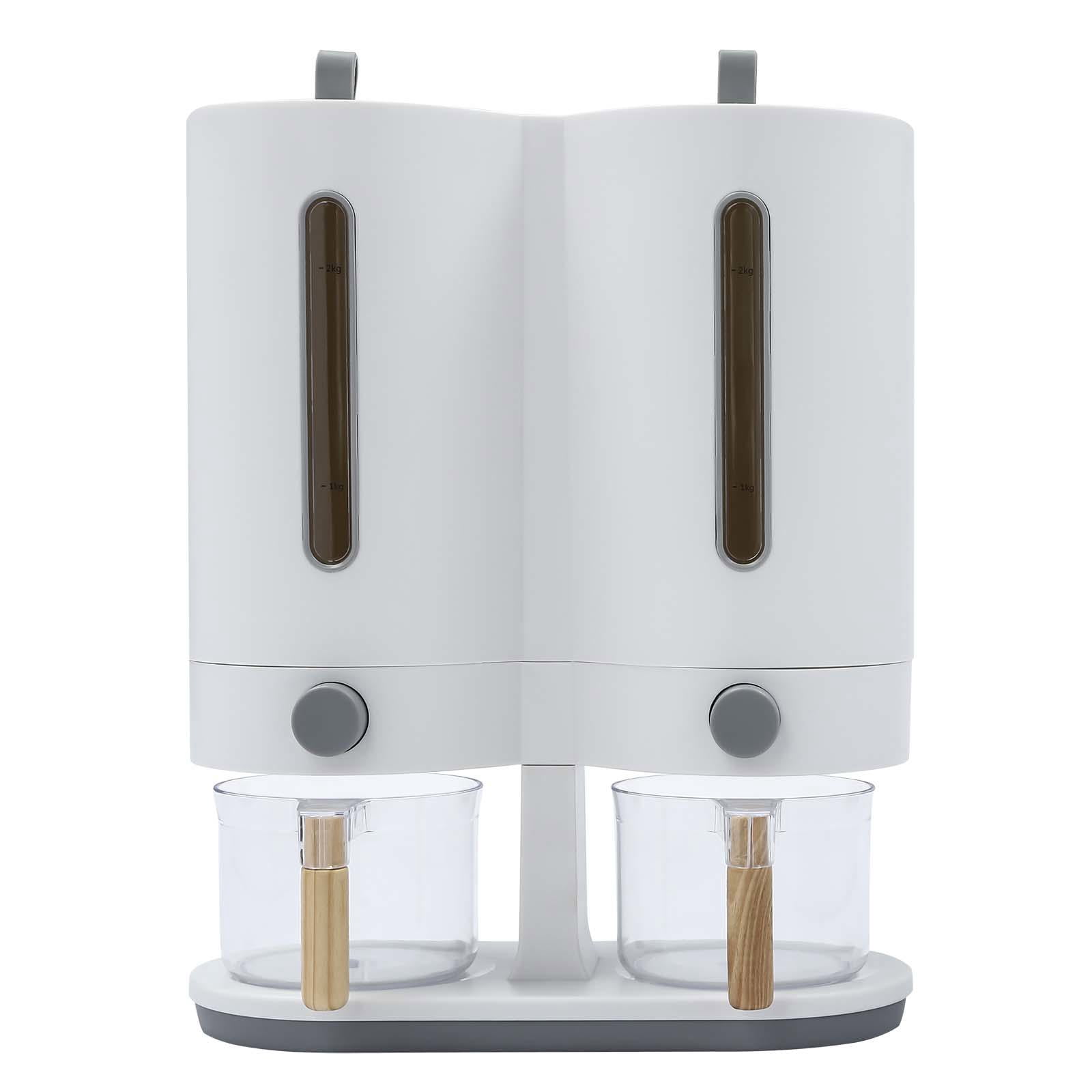 12*5.9*14.17 Free-standing Simple Modern Round Dual with Two Measuring Cups Rice Dispenser - Image 13