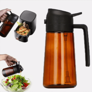 470ml Dark Amber Glass Oil Sprayer Bottle - 2 in 1 Cooking Oil Dispenser & Mister for Kitchen, Air Fryer, Salad | Food Grade Light-Blocking Olive Oil Spray Bottle .