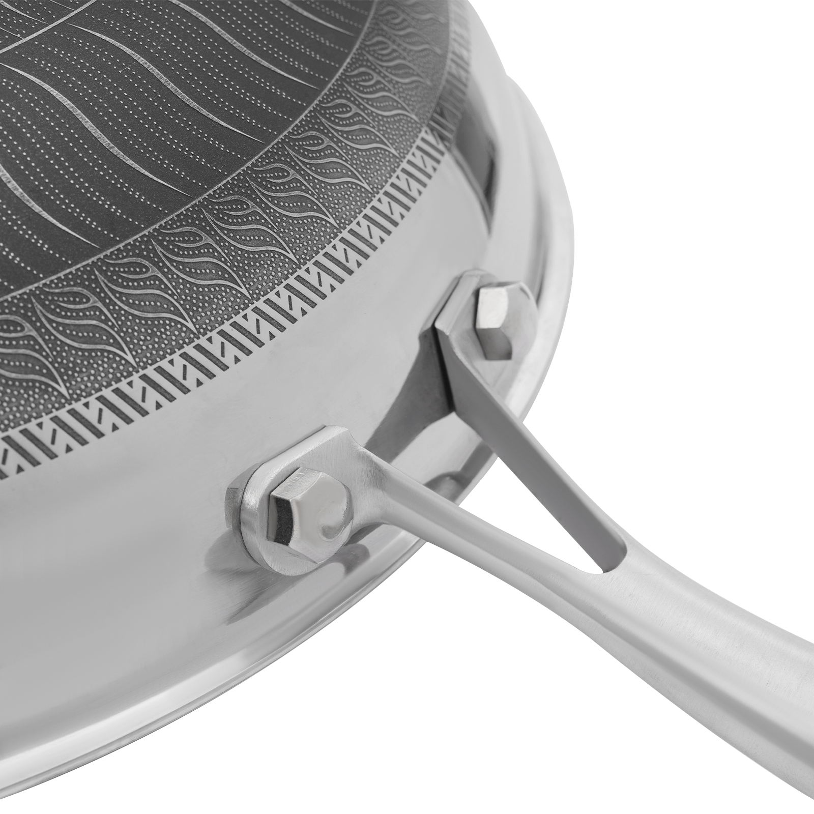SUS316 Stainless Steel Honeycomb Wok - 14.2" Non-Stick Frying Pan with Tempered Glass Lid, Silver/Black - Image 16