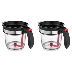 2X 1000ML Oil Separator Measuring Cup and Strainer with Bottom Release for Sauces & Other Liquids with Oil Grease