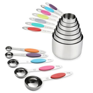 Magnetic Measuring Cups and Spoons Set 12 Piece Stainless Steel Measuring Cups and Spoons Set Nesting Kitchen Gadgets with Removable Clasp for Cooking Baking Colorful