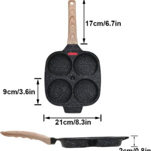 Fried Egg Pan with Lid, Nonstick 4 Cups Pancake Pan for Breakfast, Induction Compatible