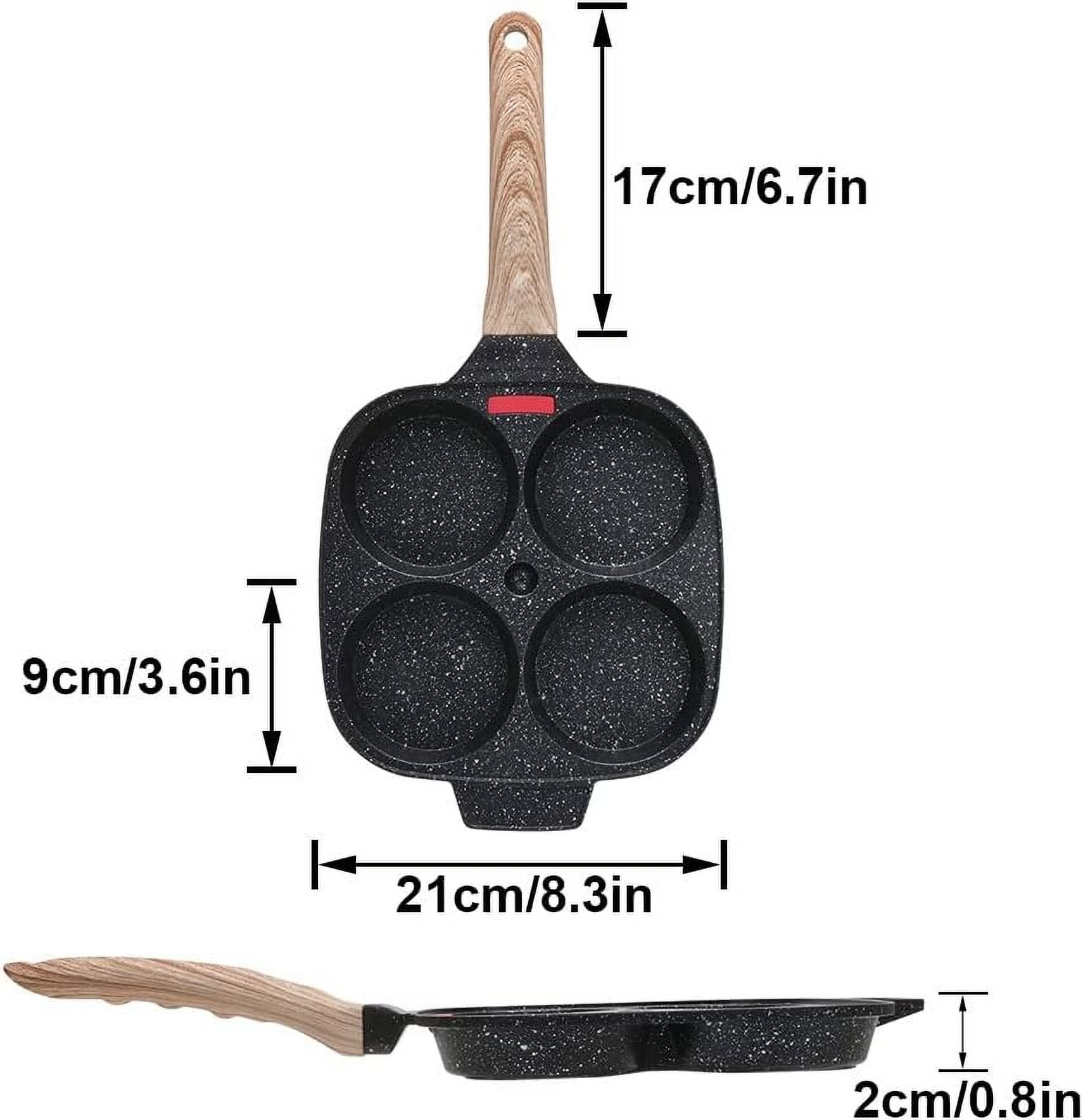 Fried Egg Pan with Lid, Nonstick 4 Cups Pancake Pan for Breakfast, Induction Compatible