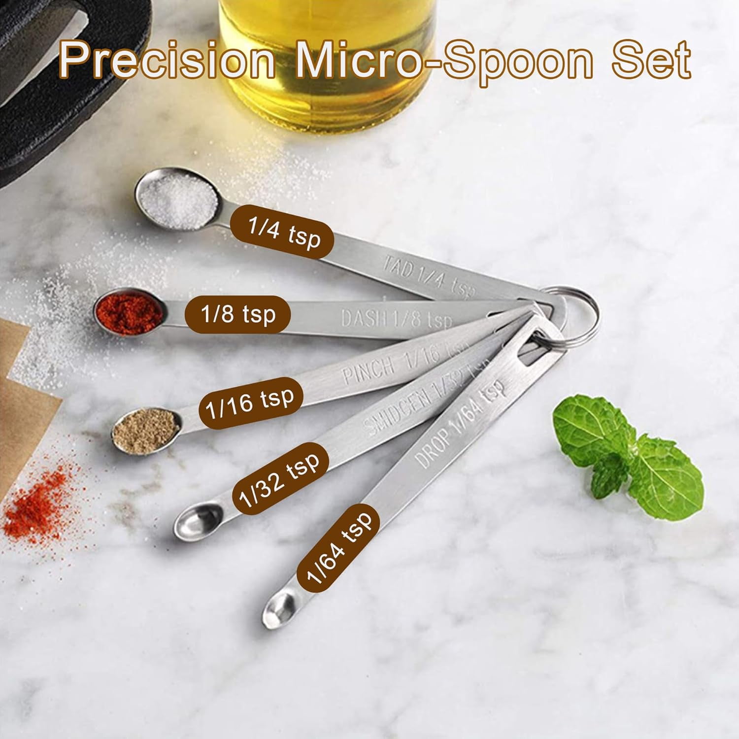 18PCS Magnetic Measuring Cups and Spoons Set, Stainless Steel with Silicone Handles, 5 Cups & 12 Spoons & 1 Graduated Leveler for Dry or Liquid Ingredients Baking & Cooking - Image 5