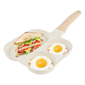 Egg Frying Pan 3 in 1 Egg Frying Pan Non-Stick Omelette Pan with Wooden Handle Kitchen Breakfast Egg Cooking Pan A