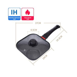 Nonstick Frying Pan Skillet, Healthy Stone Cookware Pan, (Universal Model 19*19) Black + Black Large Handle + Black Cap Lid