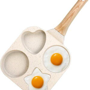 4-Cup Nonstick Heart Shaped Egg Frying Pan - Perfect for Breakfast, Omelettes, Burgers & Bacon - Healthy Induction Compatible Stove Top Pan