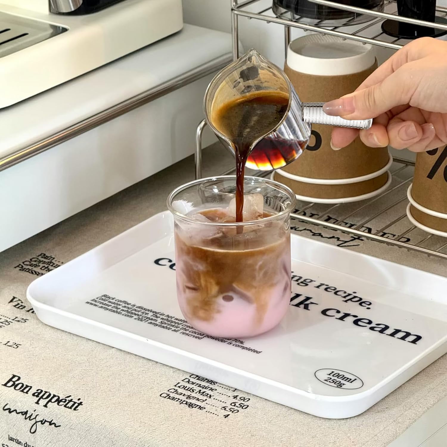 Espresso Cups Set of 2, 4 OZ Glass Double Spouts Cups, Shot Glasses, Milk Cup with Glass Handle for Dishwasher Safe, Espresso Accessories for Machine, Demitasse Cups, Small - Image 6