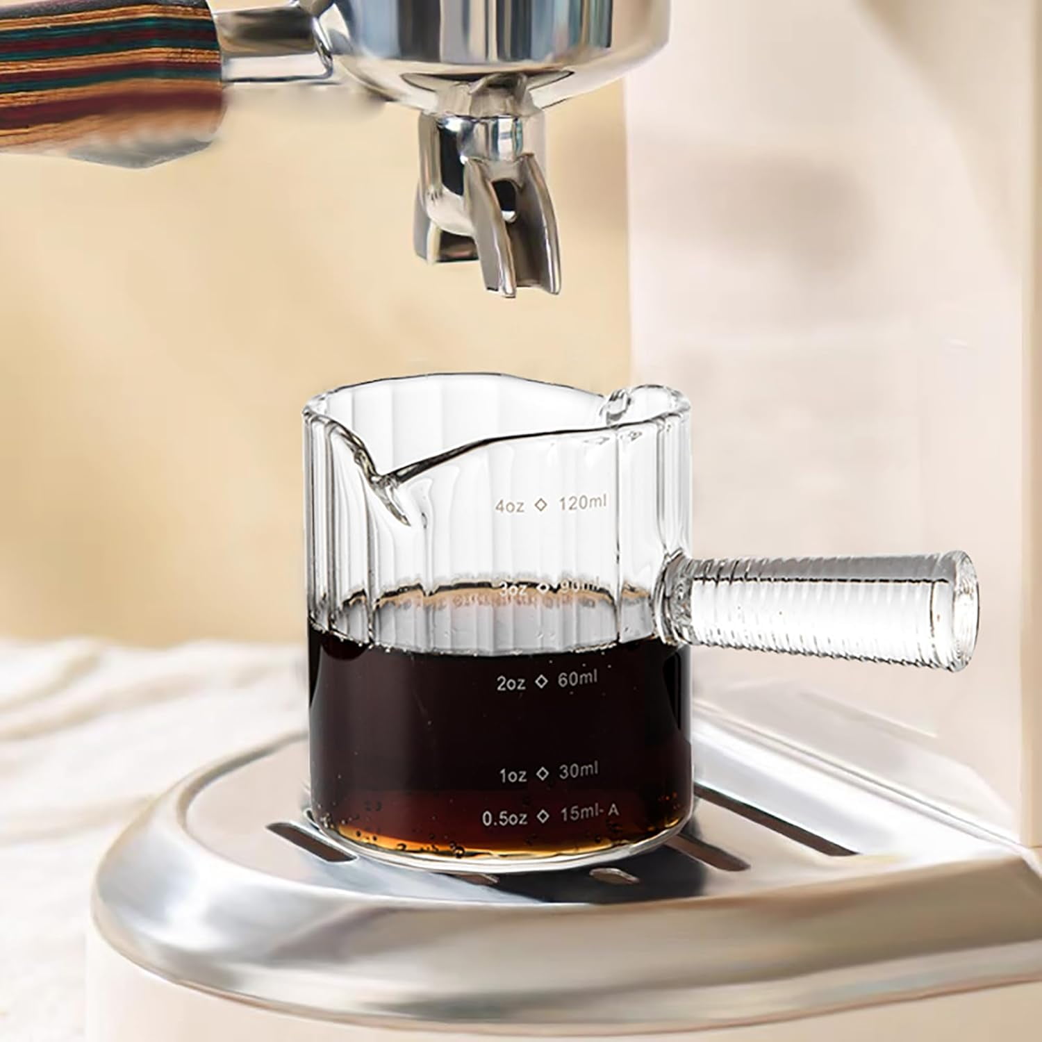 Espresso Cups Set of 2, 4 OZ Glass Double Spouts Cups, Shot Glasses, Milk Cup with Glass Handle for Dishwasher Safe, Espresso Accessories for Machine, Demitasse Cups, Small - Image 9