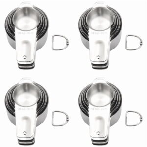 Measuring Cups with 1/8 Cup Coffee Scoop,Stainless Steel Metal Measuring Cup, 28 Piece Stackable Set with Spout