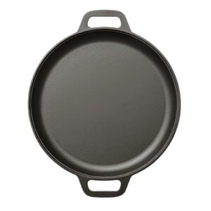 Cast Iron BBQ Camping Frying Pan, Double Handle Non-Stick Pancake Pizza Steak Pork Chicken Cooking Pan