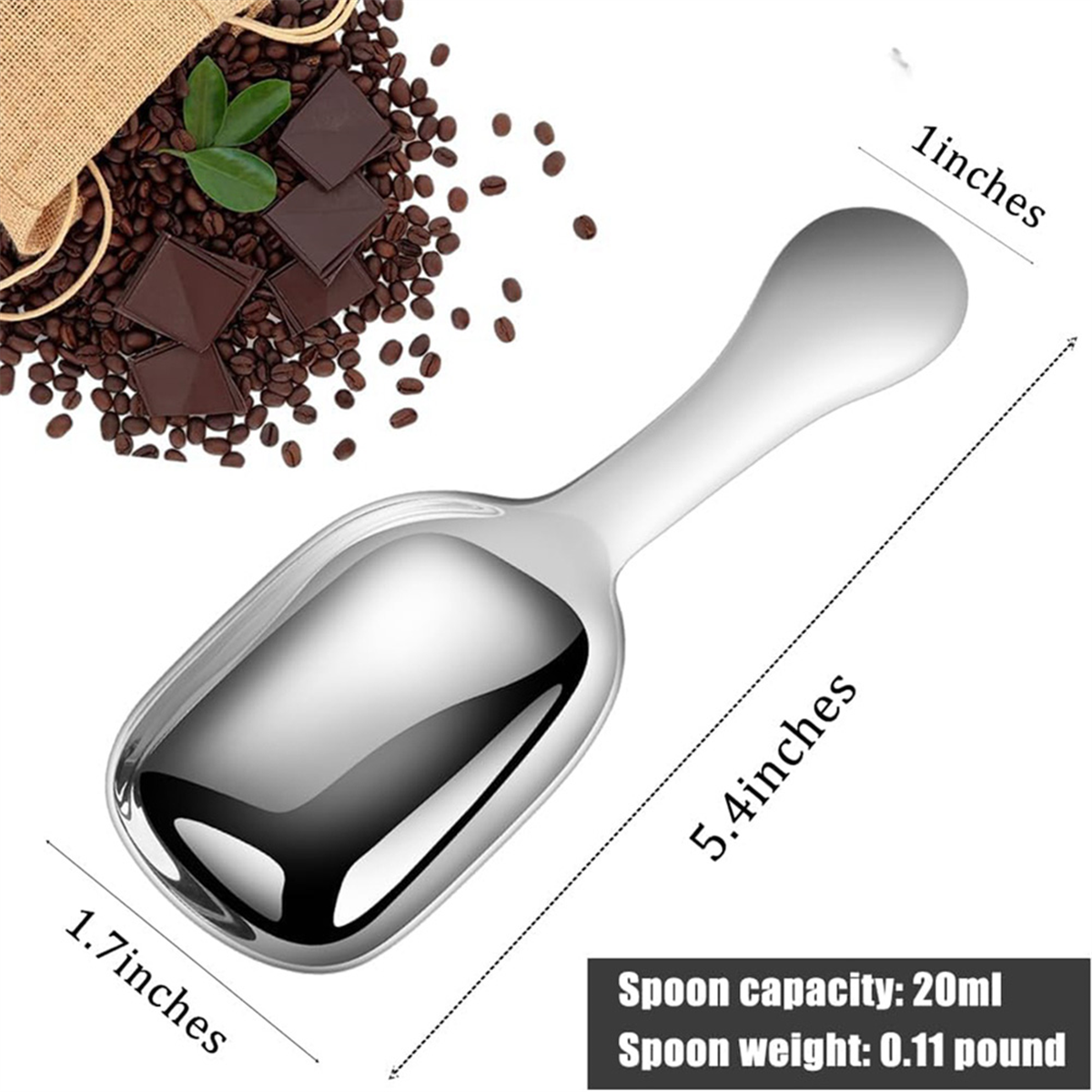 Stainless Steel Coffee Scoop, Ground Coffee Measure Scoop Set,Bean Espresso Milk Powder Tea Short Handled Scoop - Image 2