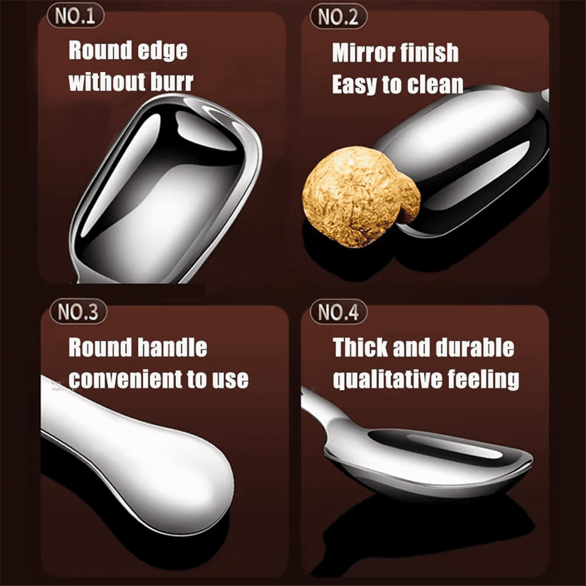 Stainless Steel Coffee Scoop, Ground Coffee Measure Scoop Set,Bean Espresso Milk Powder Tea Short Handled Scoop - Image 3