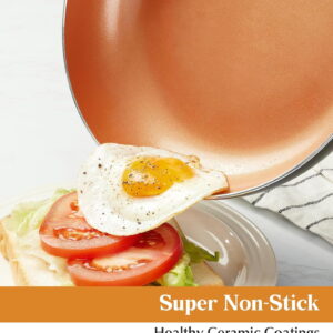 10in Copper Nonstick Frying Pans with Lids and  Ceramic Interior