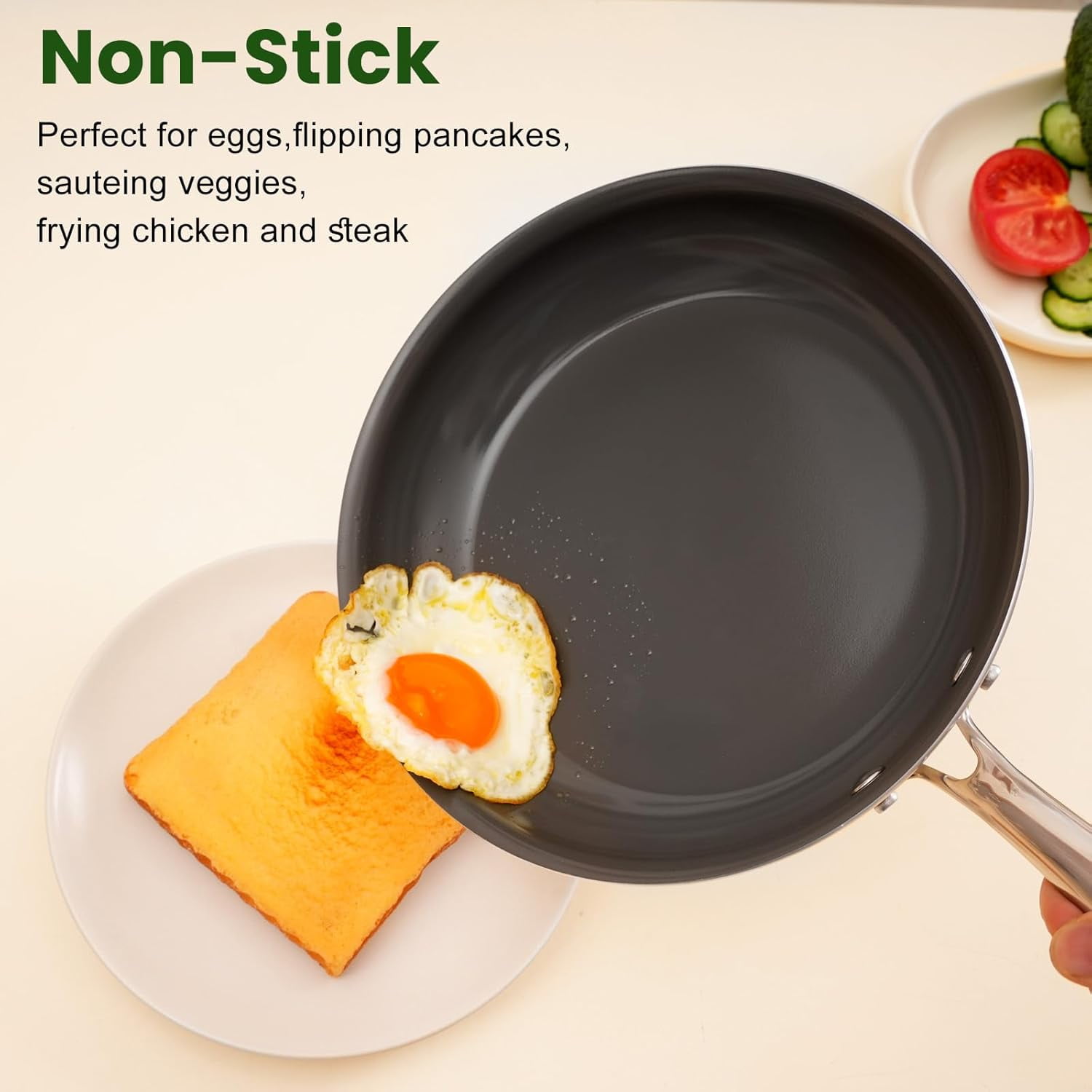 Direct Cookware Set Nonstick Frying Pans, 8 &10 inches Ceramic Non Stick Skillets, Egg Fry Pans for Cooking - Image 2