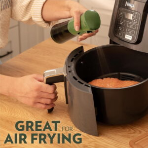 Oil Sprayer for Cooking, 2 Pack Green Glass Olive Oil Sprayer, 200ML Oil Dispenser for Kitchen, Continuous Oil Spray Bottle with Portion Control for Air Fryer, Salad, BBQ