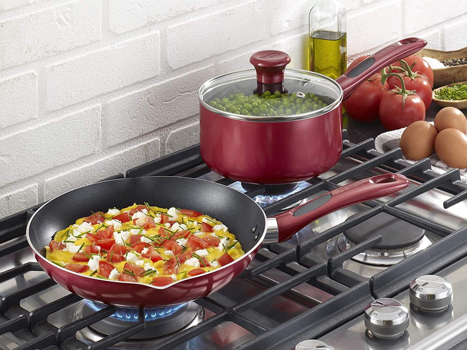 Excite ProGlide Nonstick Fry Pan Set with Thermo-Spot, 8 Inch & 10.5 Inch, Rio Red - Image 2