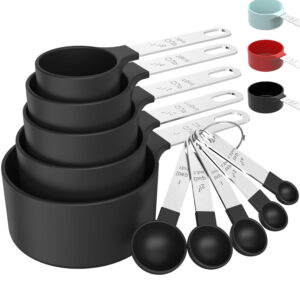 Measuring Cups & Spoons Set, Stackable and Nesting with Stainless Steel Handles for Cooking & Baking