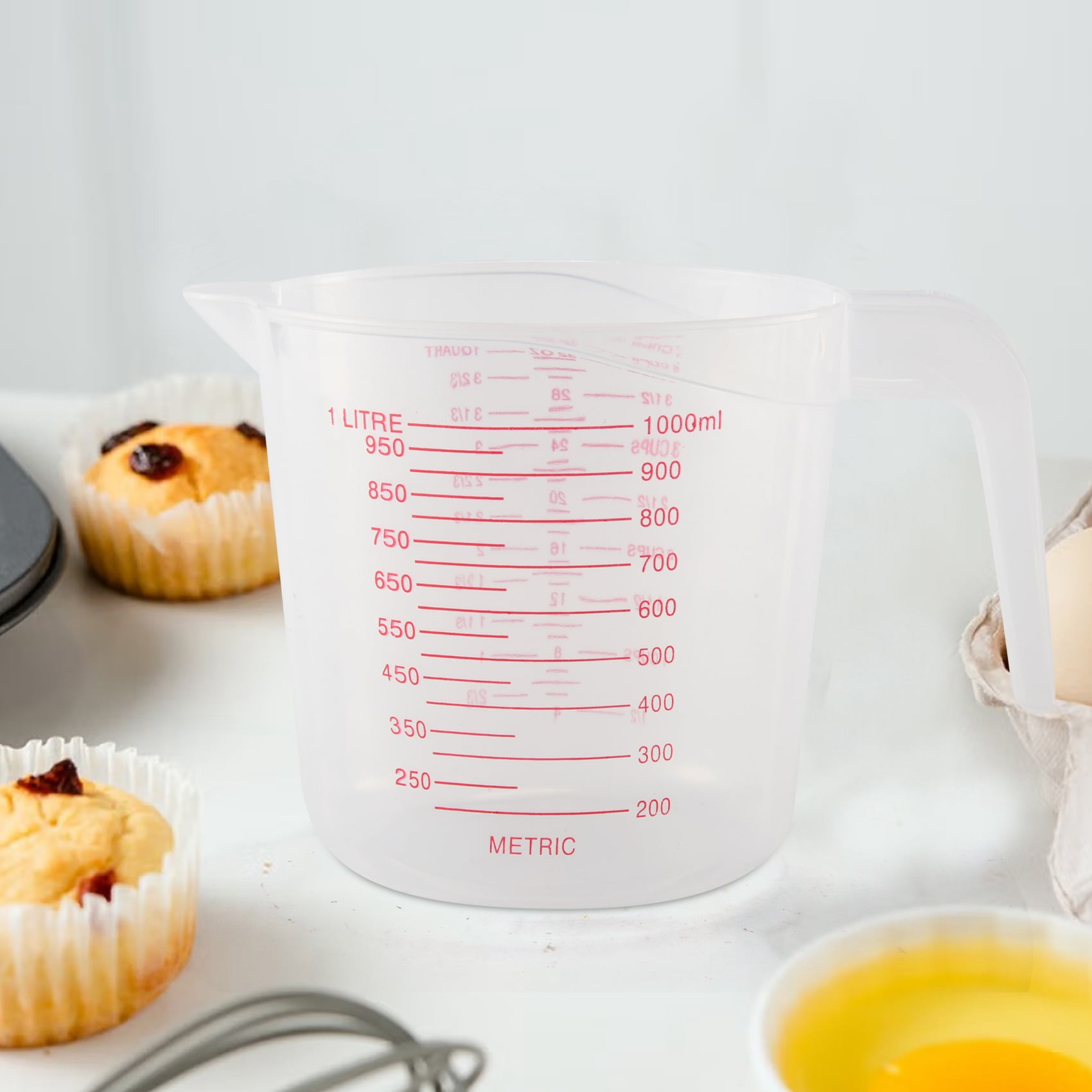 3pc Plastic Measuring Jug Set Large 4 Cup, 2 Cup and 1 Capacity Free Beakers with Angled Grip Essential Kitchen Accessories - Image 5