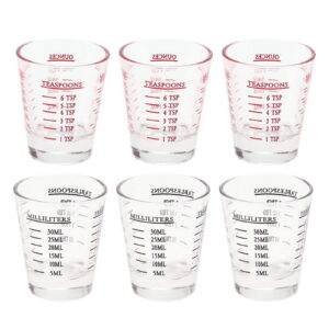 6Pcs Measuring Cup Espresso Shot Glass Liquid Heavy Glass Wine Glass 26-Incremental Measurement 1Oz, 6 , 2 , 30Ml