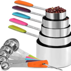 Measuring Cups and Spoons Set Stainless Steel 10 Piece (5 Cups + 5 Spoons)