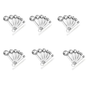 6X Stainless Steel Measuring Spoons Cups Set, Small Tablespoon, Teaspoons, Set 6 with Bonus Leveler, for Dry and Liquid