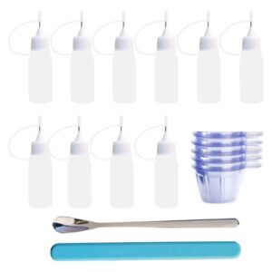 Epoxy Mixing Cups Tool Kit,10Pcs 10ML Tip Applicator Bottles,50PCS 40ML Disposable Measuring Cups1 * Epoxy Mixing Cups Tool Kit