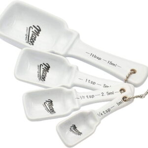 Ceramic Bakeware- Baking Round Cooking Recipe Cups Teaspoon Tablespoon Cup- White Ceramic Measuring Spoon Set (1 Tbs, 1 Tsp, 1/2 Tsp, 1/4 Tsp)