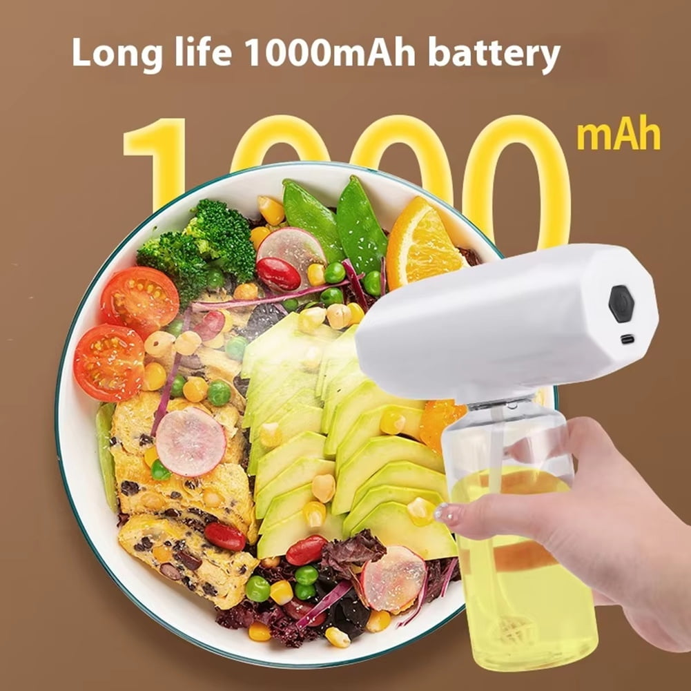 Electric Oil Sprayers Bottle 300Ml Cooking Oil Dispensers Olive Oil Butters Sprayers for Kitchen Bbq Salad,1 x Oil Sprayers 1 x charging cable,White - Image 3