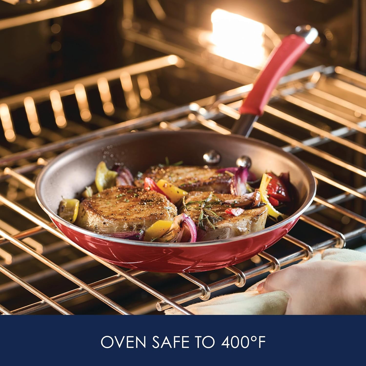 Cucina Nonstick Frying Pan Set - 9.25 and 11 Inch, Cranberry Red