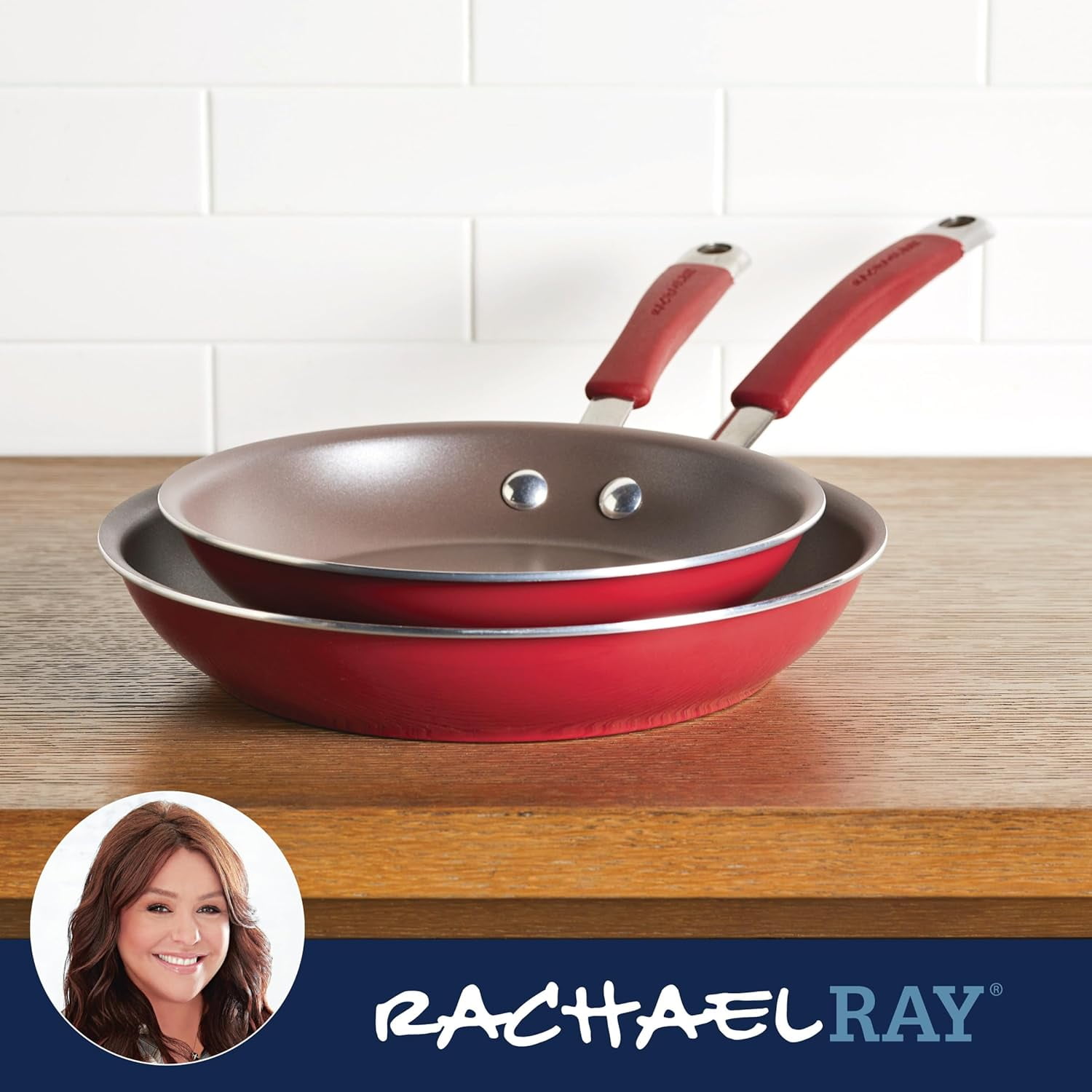 Cucina Nonstick Frying Pan Set - 9.25 and 11 Inch, Cranberry Red - Image 6