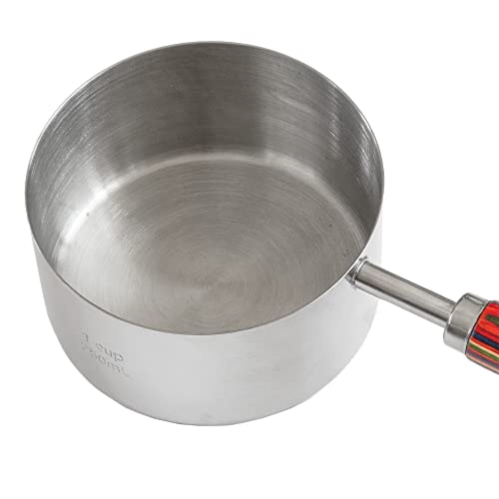 Baltique Marrakesh Collection 4-Piece Measuring Cup Set Stainless Steel Measuring Cups with Wooden Handles for Cooking and Baking - Image 6