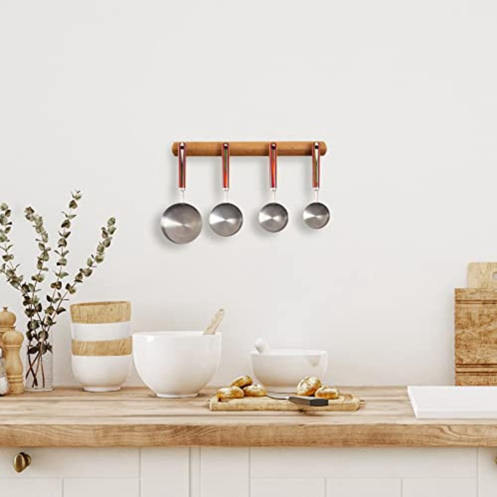 Baltique Marrakesh Collection 4-Piece Measuring Cup Set Stainless Steel Measuring Cups with Wooden Handles for Cooking and Baking - Image 8