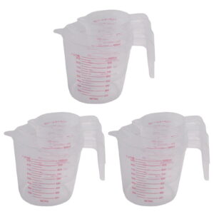 9Pc Plastic Measuring Jug Set Large 4 Cup, 2 Cup and 1 Capacity Free Beakers with Angled Grip