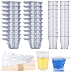 Epoxy Resin Tool Kit, 20Pack Plastic Graduated Cups, 200 Pack 40ml Disposable Measuring Cups, 10 Pack 15ml Droppers 50ML
