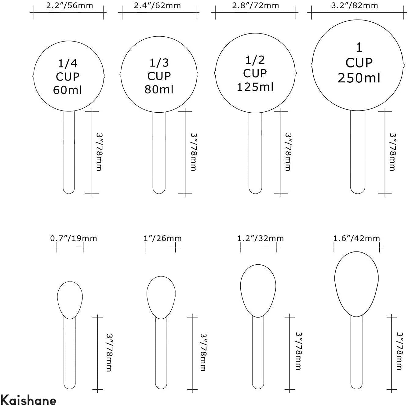 Copper Stainless Steel Measuring Cups and Spoons Set of 8 Engraved Measurements, Pouring Spouts & Mirror Polished for Baking and Cooking Include Magnetic Measurement Conversion Chart by - Image 2