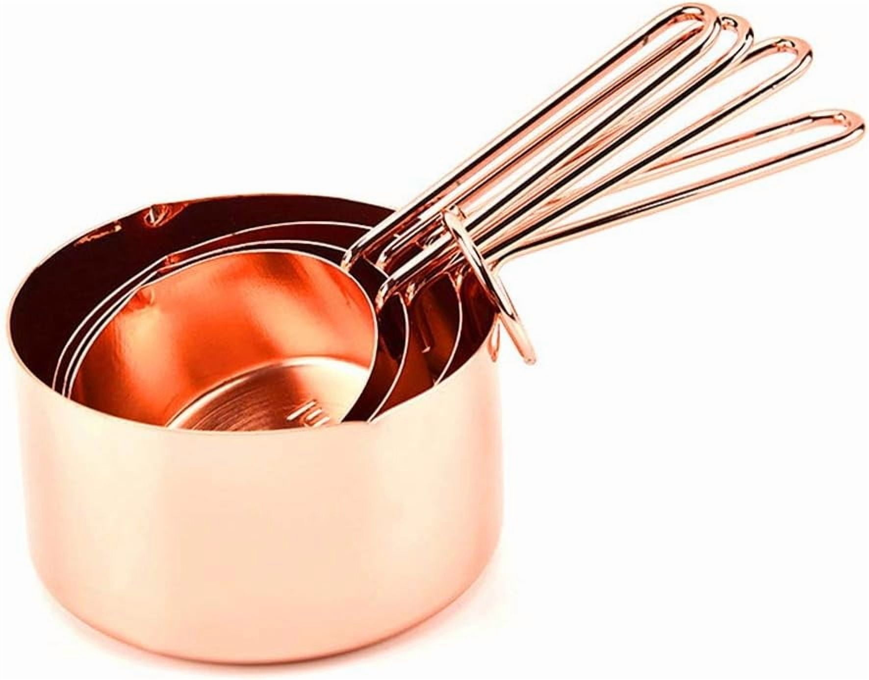 Copper Stainless Steel Measuring Cups and Spoons Set of 8 Engraved Measurements, Pouring Spouts & Mirror Polished for Baking and Cooking Include Magnetic Measurement Conversion Chart by - Image 6