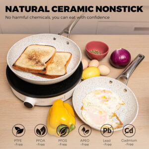 10 Inch Nonstick Aluminum Frying Pan with Ceramic Coating,  Induction Safe Wok