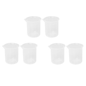 Kitchen Lab Graduated Beaker Clear Plastic Measuring Cup Thicken with Cap Measuring Jug 200ML 6Pcs