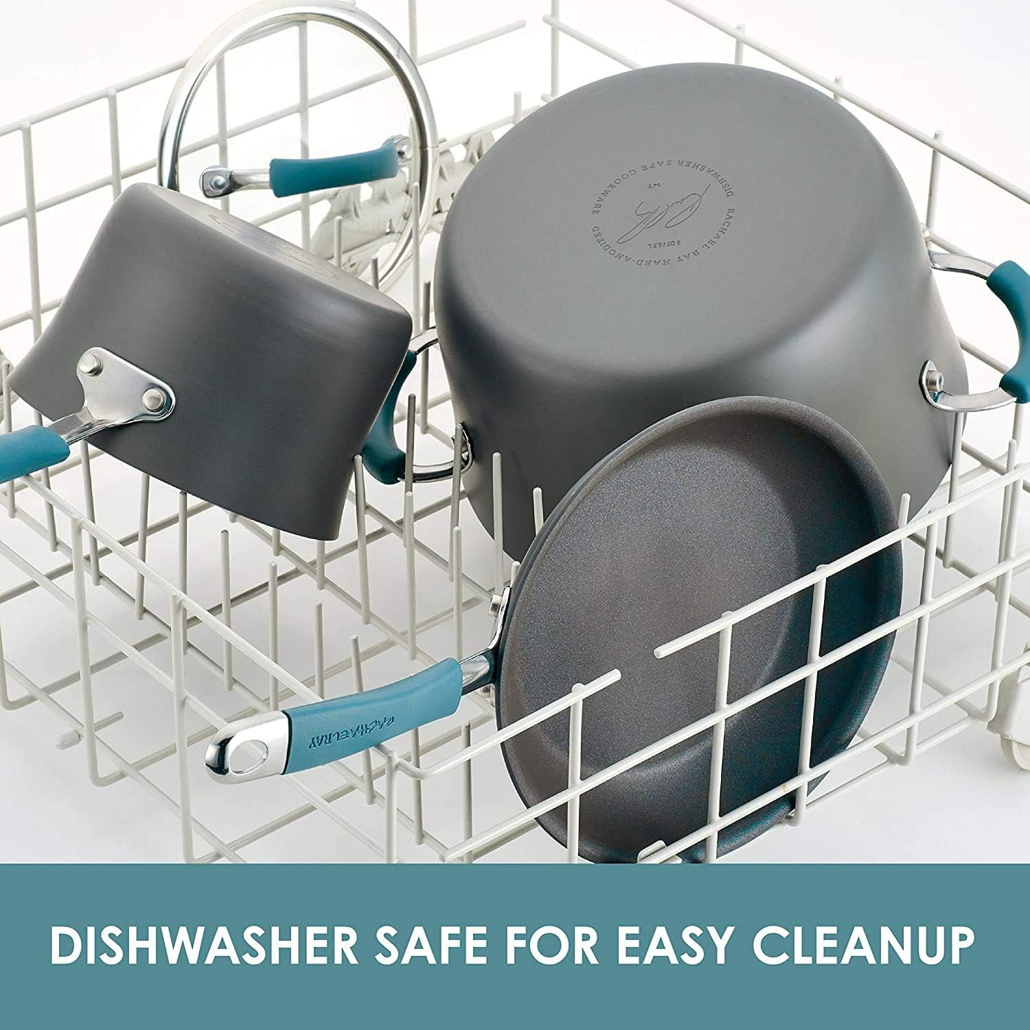 Cucina Hard Anodized Nonstick Frying Pan Set - 9.25 and 11.5 Inch Gray Blue Handles - Image 3