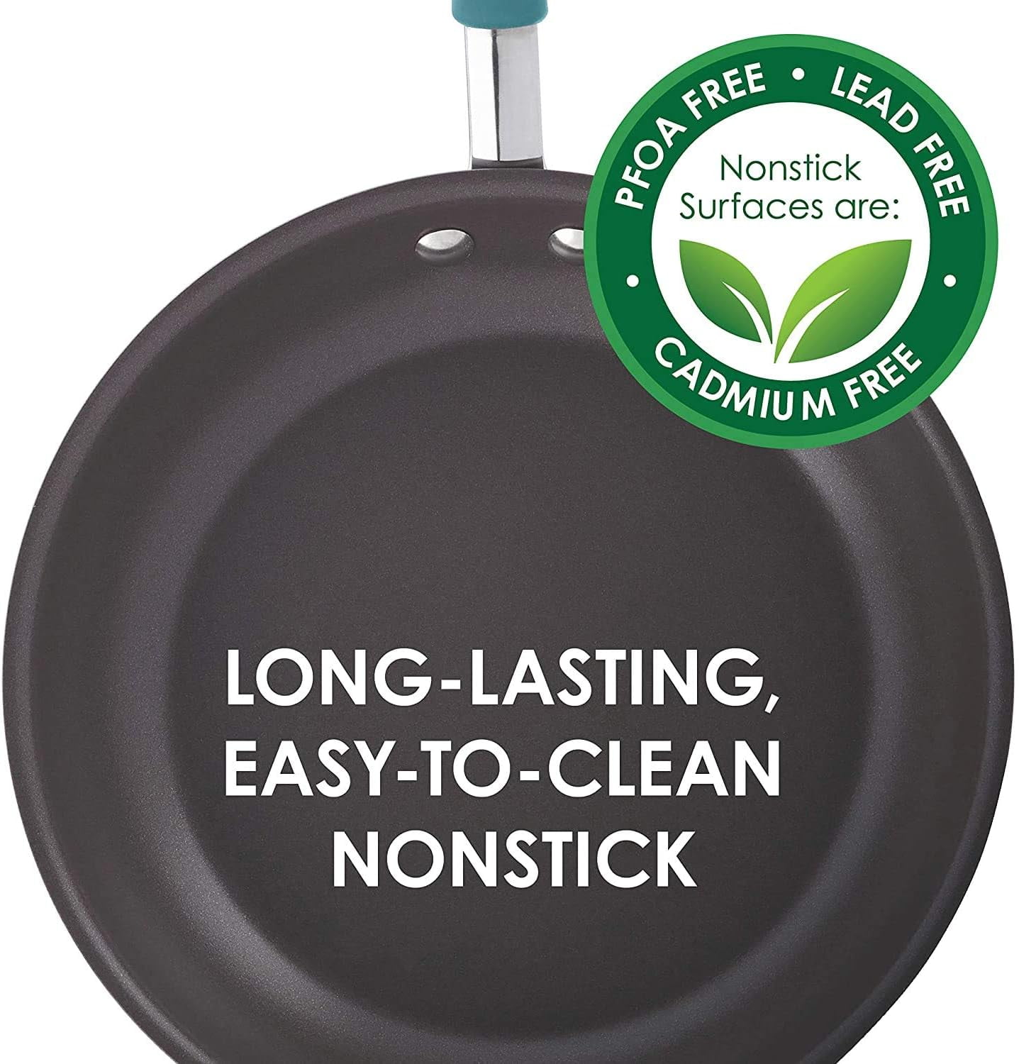 Cucina Hard Anodized Nonstick Frying Pan Set - 9.25 and 11.5 Inch Gray Blue Handles - Image 5